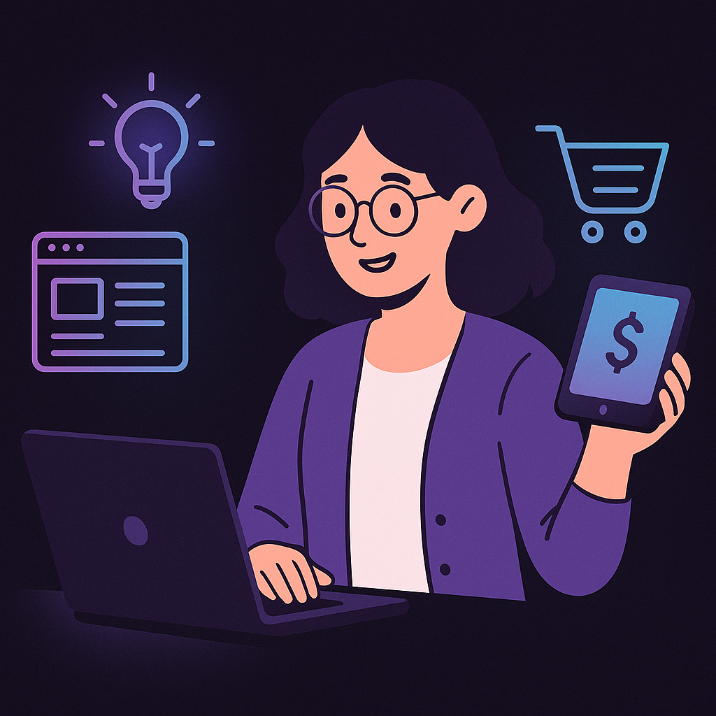 professora que vende materiais digitais online